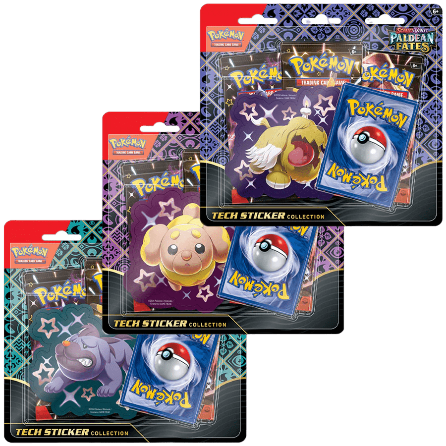 3x Paldean Fates Tech Sticker Collection Bundle - Psydeck