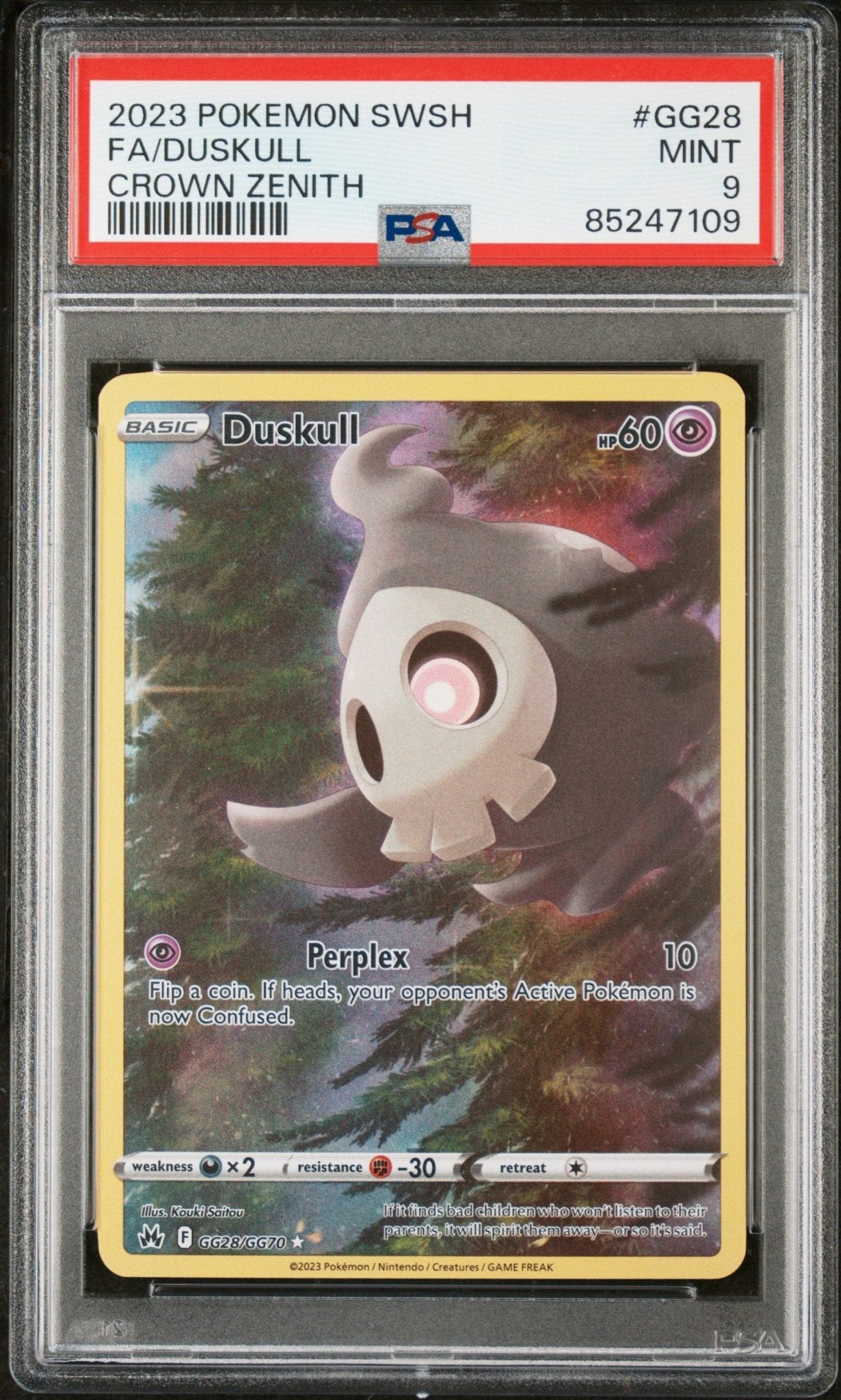 DUSKULL GG28 PSA 9 POKEMON SWORD AND SHIELD CROWN ZENITH - Psydeck