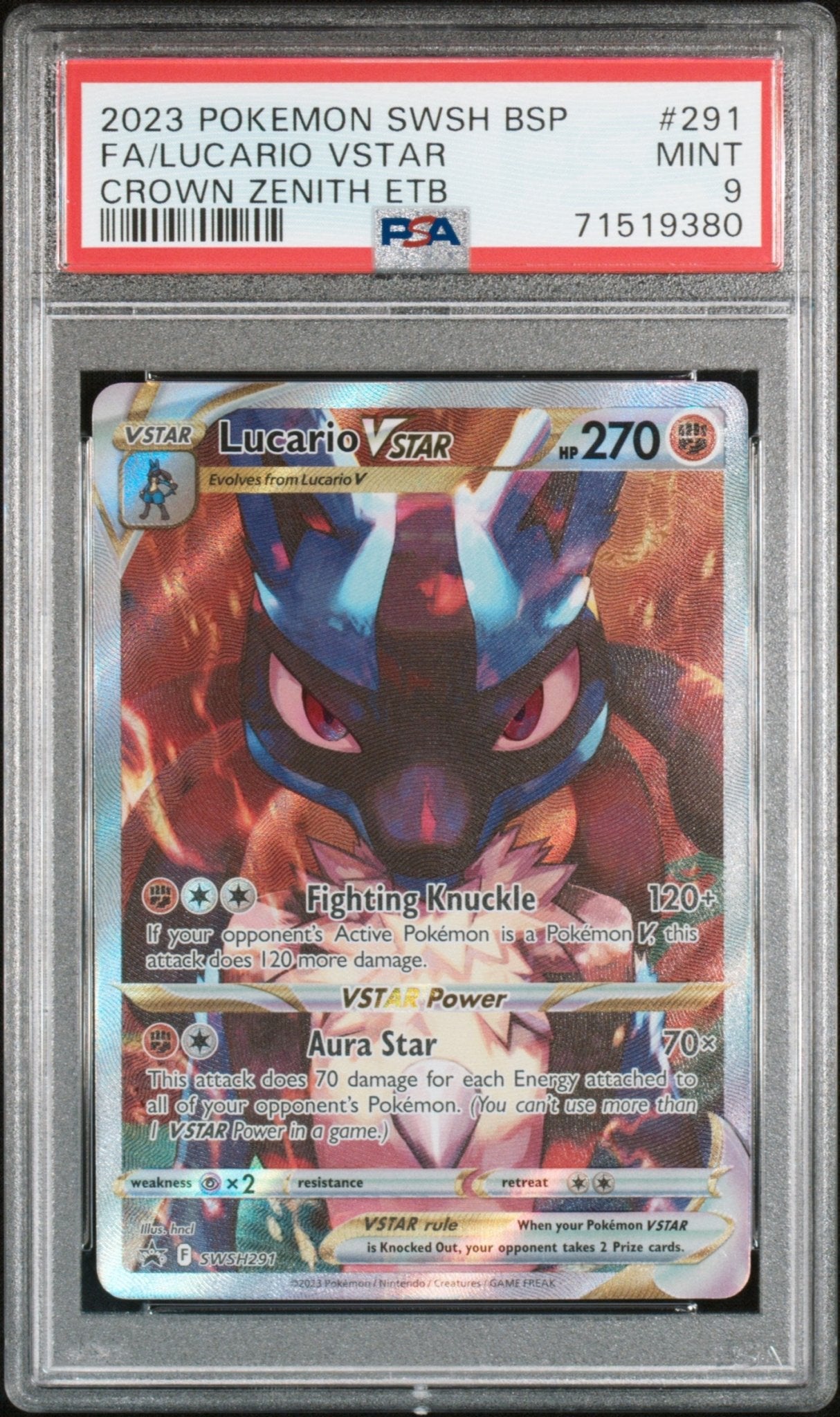 LUCARIO VSTAR 291 PSA 9 POKEMON SWSH BLACK STAR PROMO - Psydeck