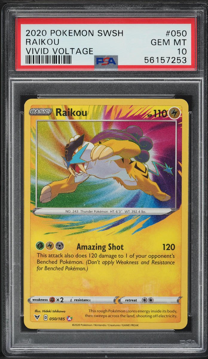 RAIKOU 050 PSA 10 POKEMON SWORD & SHIELD VIVID VOLTAGE - Psydeck
