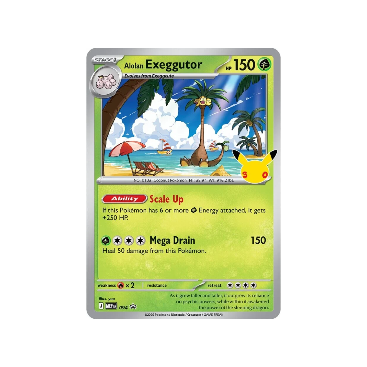30th Celebration Tech Sticker Collection Alolan Exeggutor
