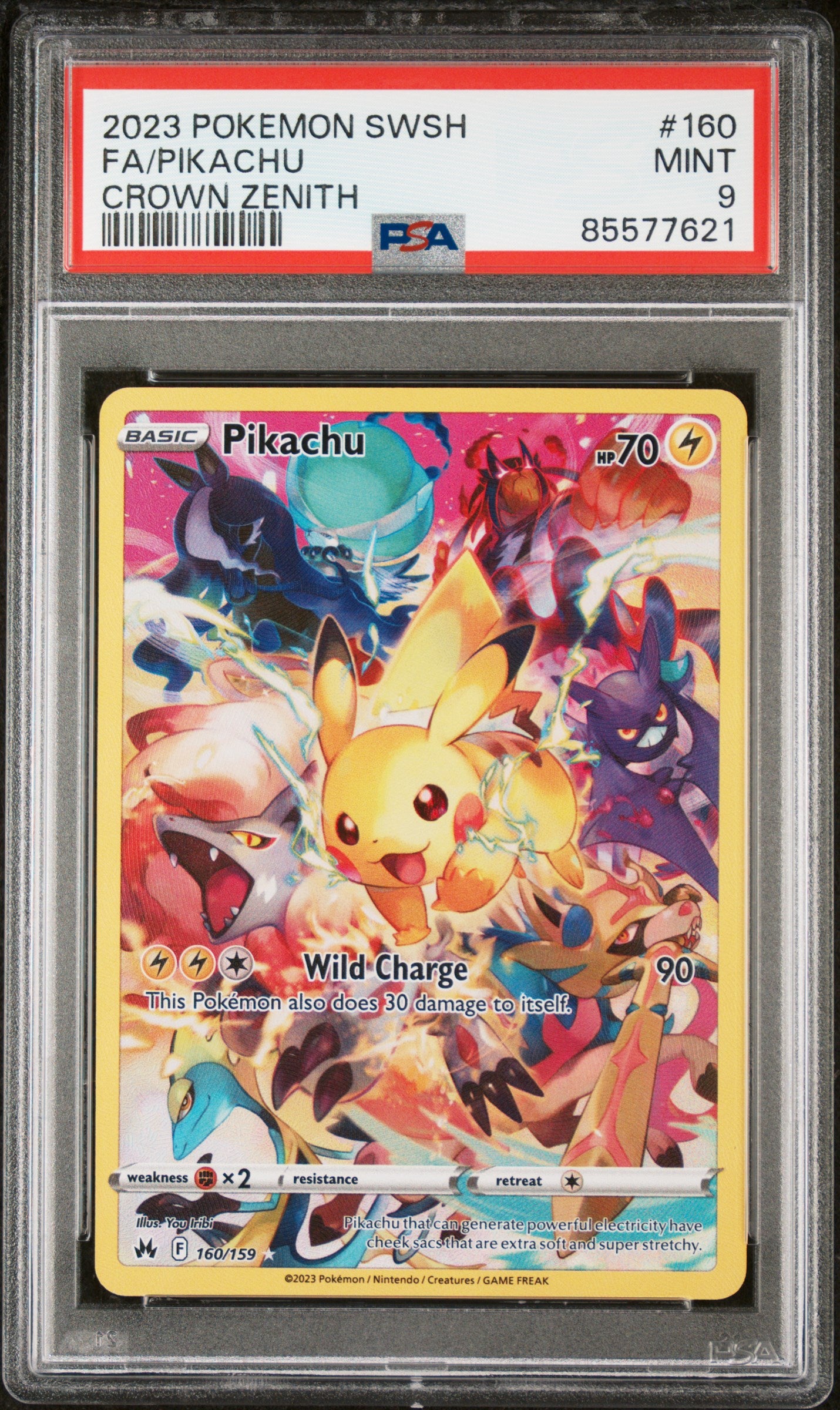 PIKACHU 160 PSA 9 POKEMON SWORD AND SHIELD CROWN ZENITH