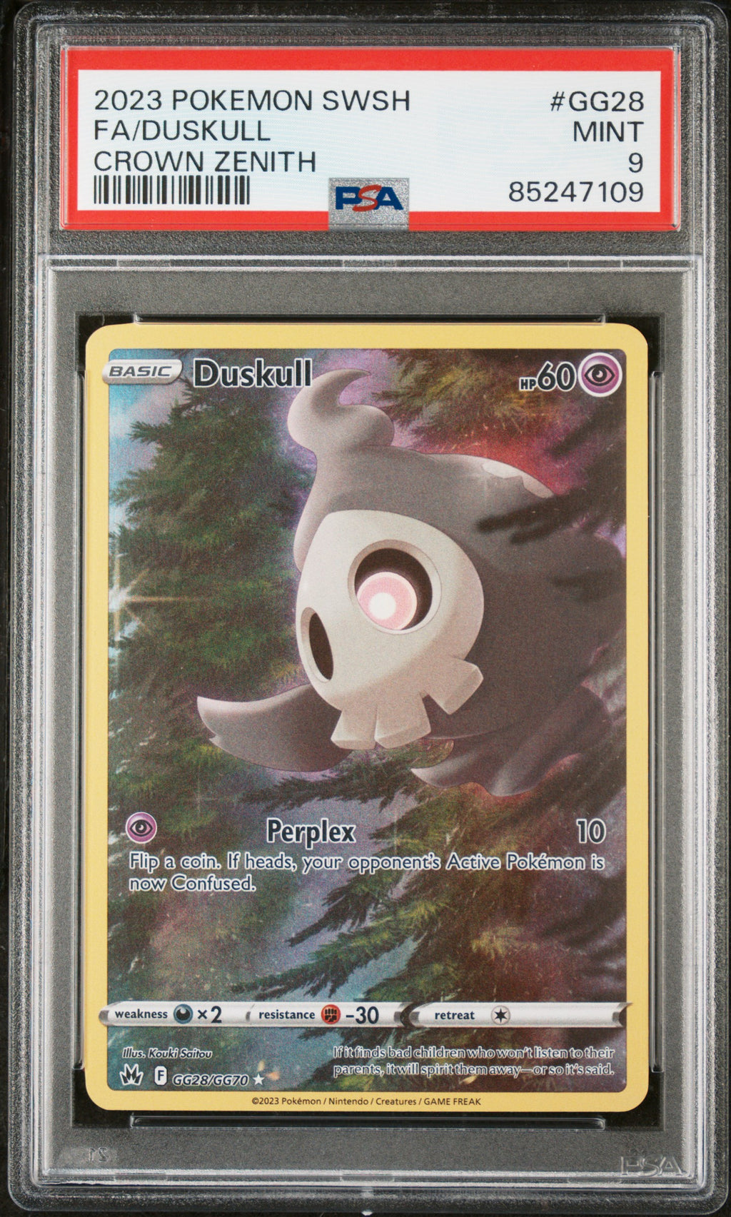 DUSKULL #GG28 PSA 9 POKEMON SWORD AND SHIELD CROWN ZENITH