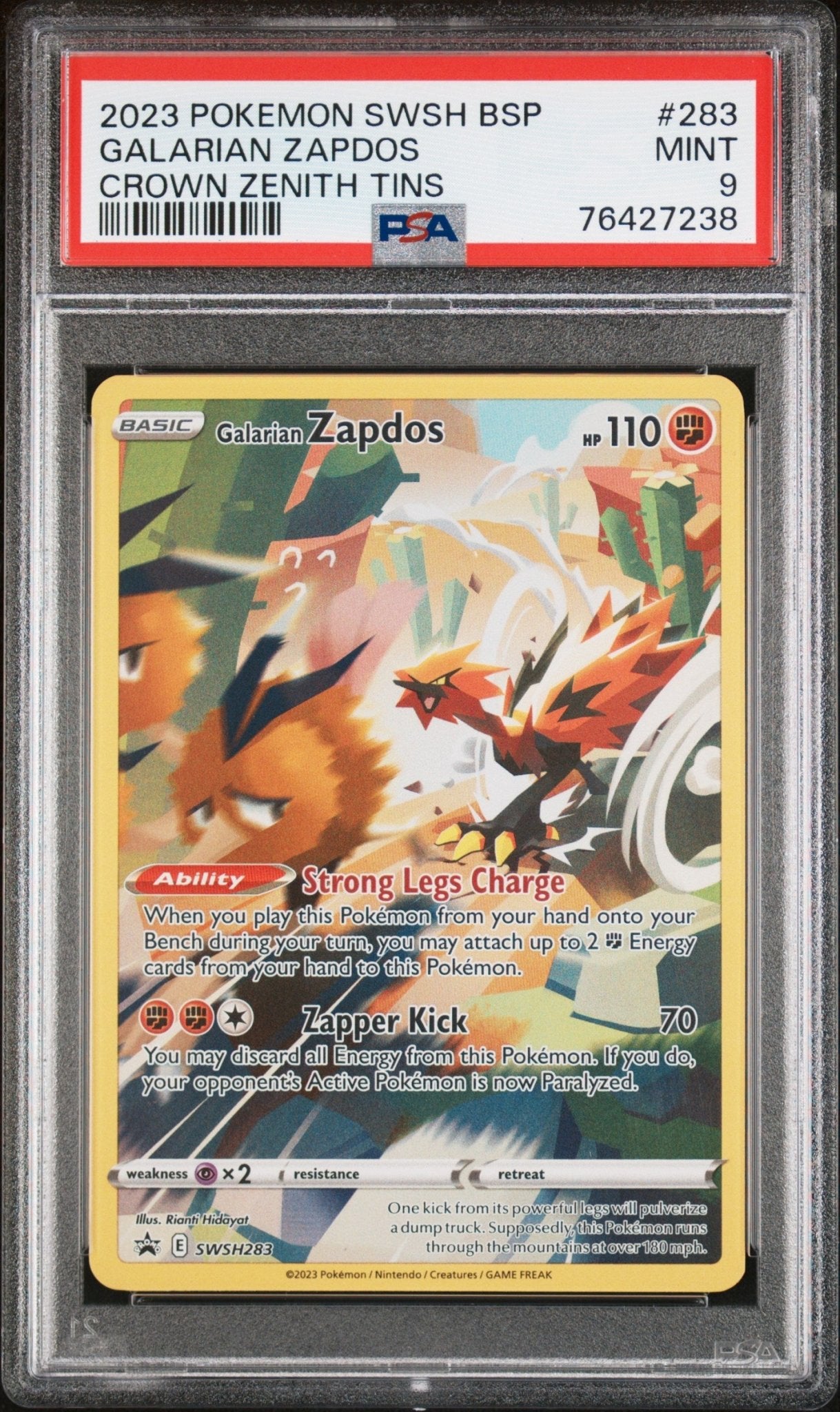 GALARIAN ZAPDOS 283 PSA 9 POKEMON SWSH BLACK STAR PROMO - Psydeck