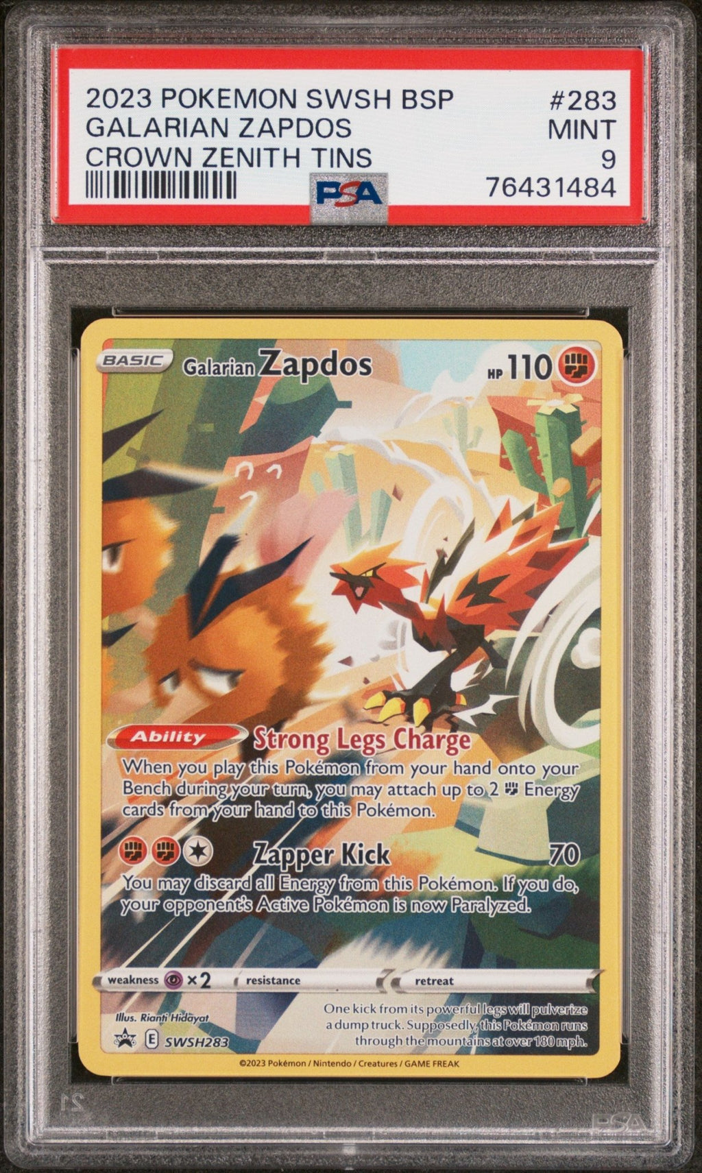 Galarian Zapdos 283 PSA 9 Pokemon Swsh Black Star Promo - Psydeck