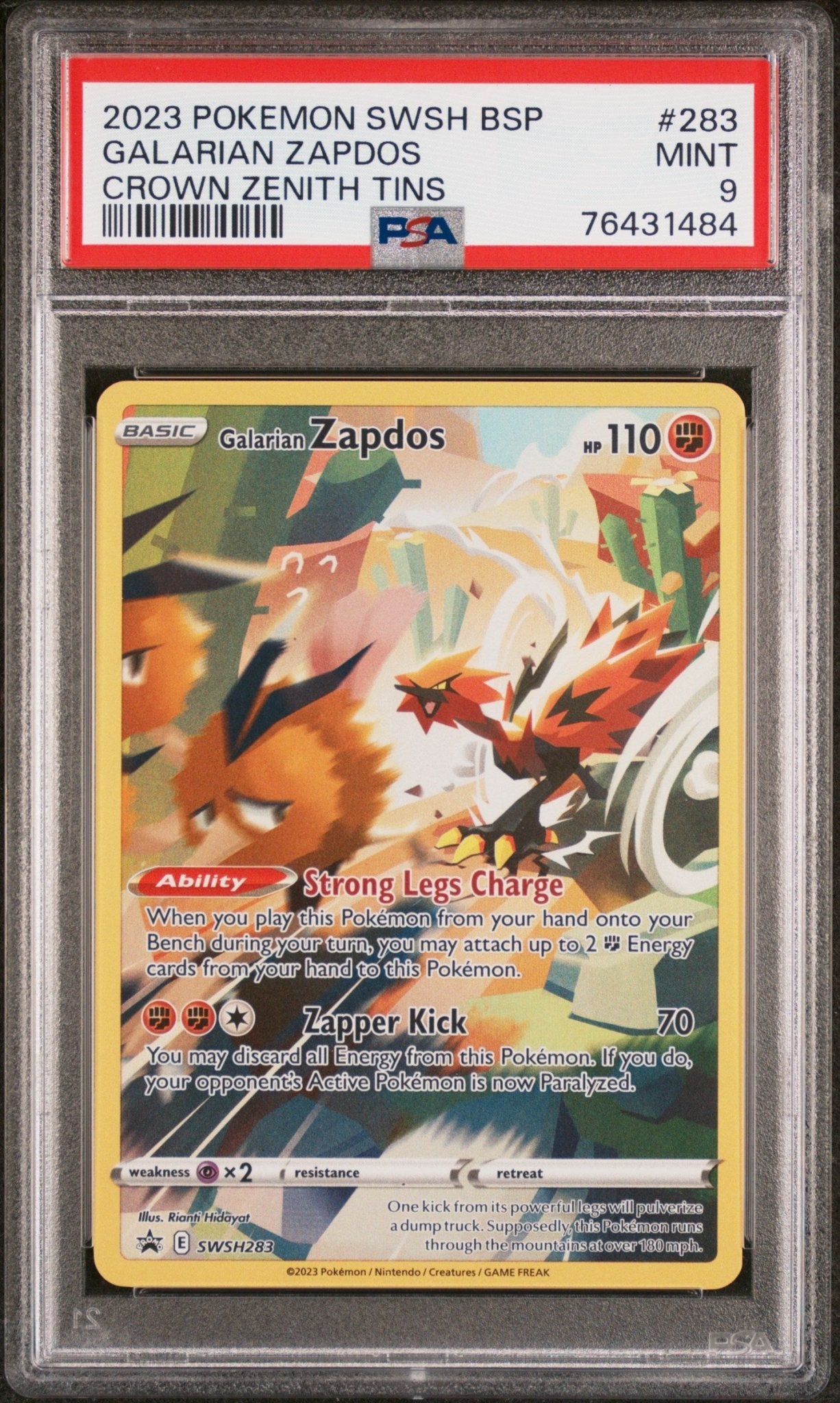 Galarian Zapdos 283 PSA 9 Pokemon Swsh Black Star Promo - Psydeck