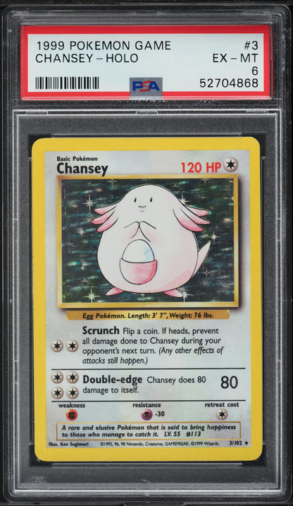 CHANSEY HOLO 3 PSA 6 POKEMON GAME