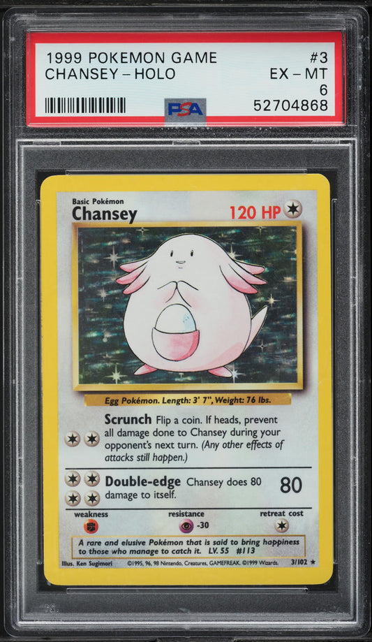 CHANSEY HOLO 3 PSA 6 POKEMON GAME