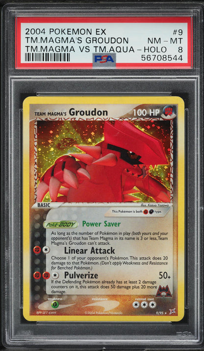 MAGMA'S GROUDON HOLO 9 PSA 8 POKEMON EX TEAM MAGMA VS TEAM AQUA