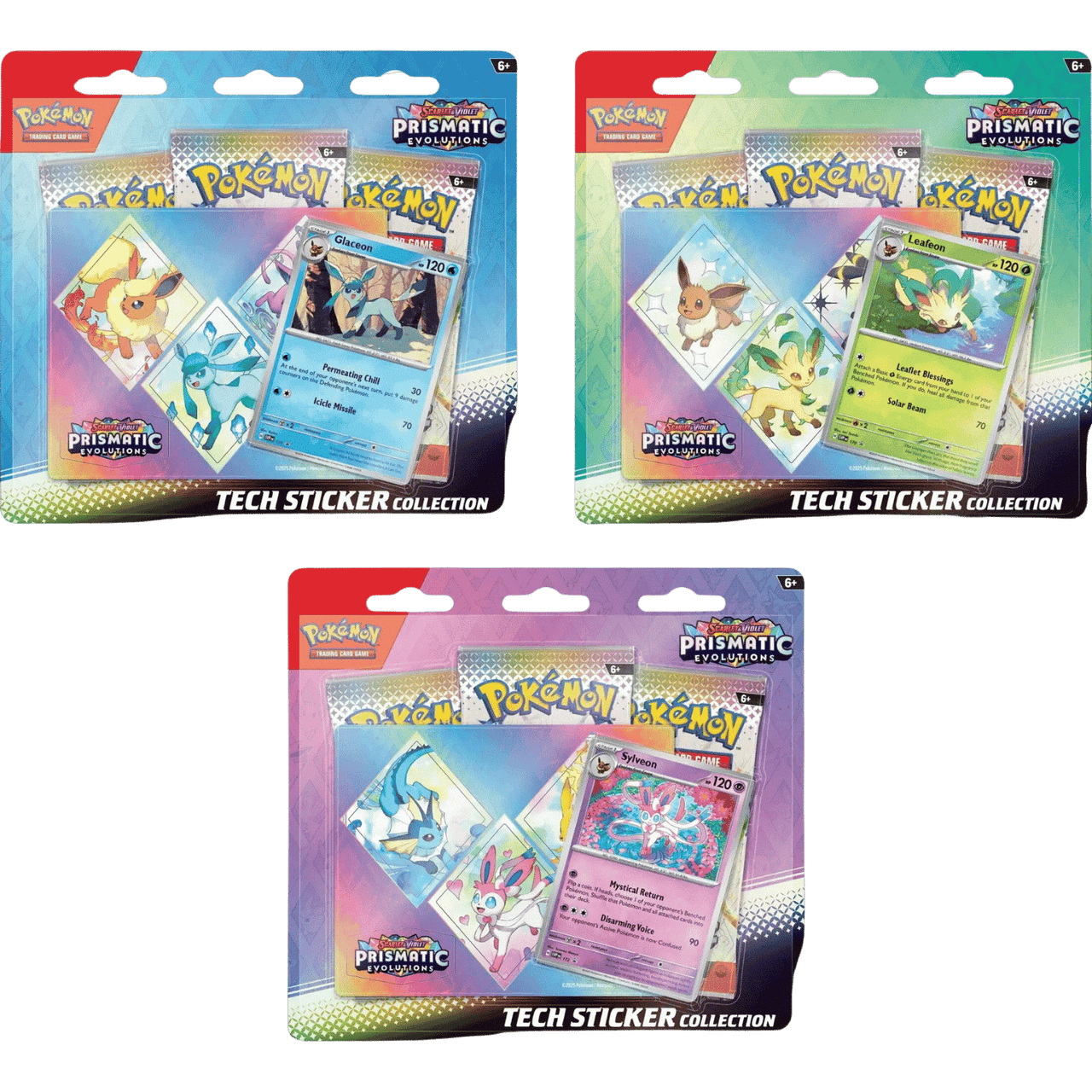 Pokemon Scarlet & Violet - 3x Prismatic Evolutions Bundle Tech Sticker Collection