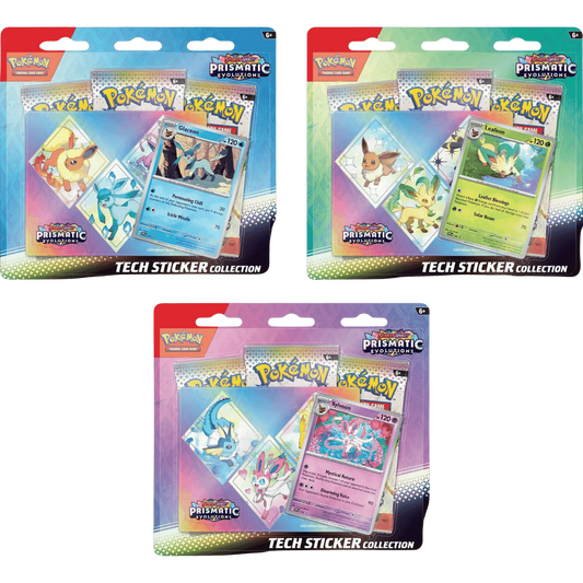 Pokemon Scarlet & Violet - 3x Prismatic Evolutions Bundle Tech Sticker Collection