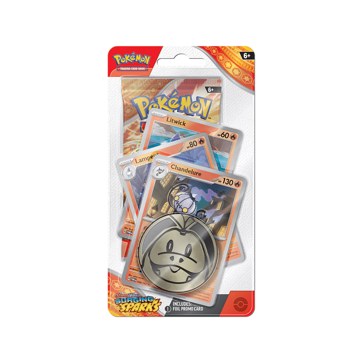 Pokemon Surging Sparks Premium Checklane Blister Chandelure - Psydeck
