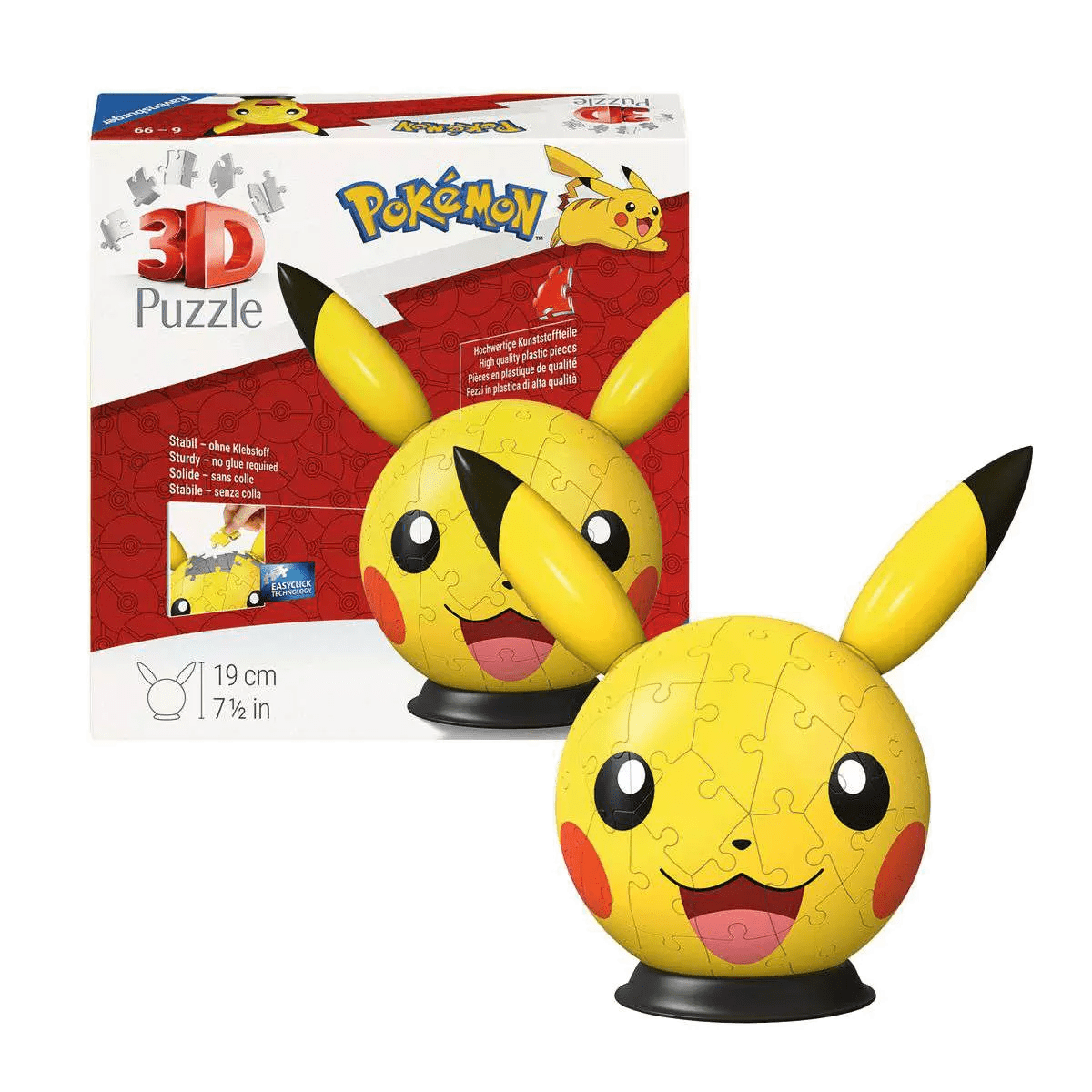 Puzzle 3D Pikachu com Orelhas 72 Peças - Psydeck