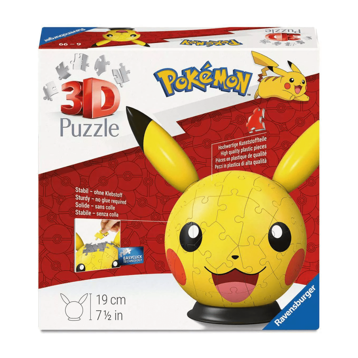Puzzle 3D Pikachu com Orelhas 72 Peças - Psydeck