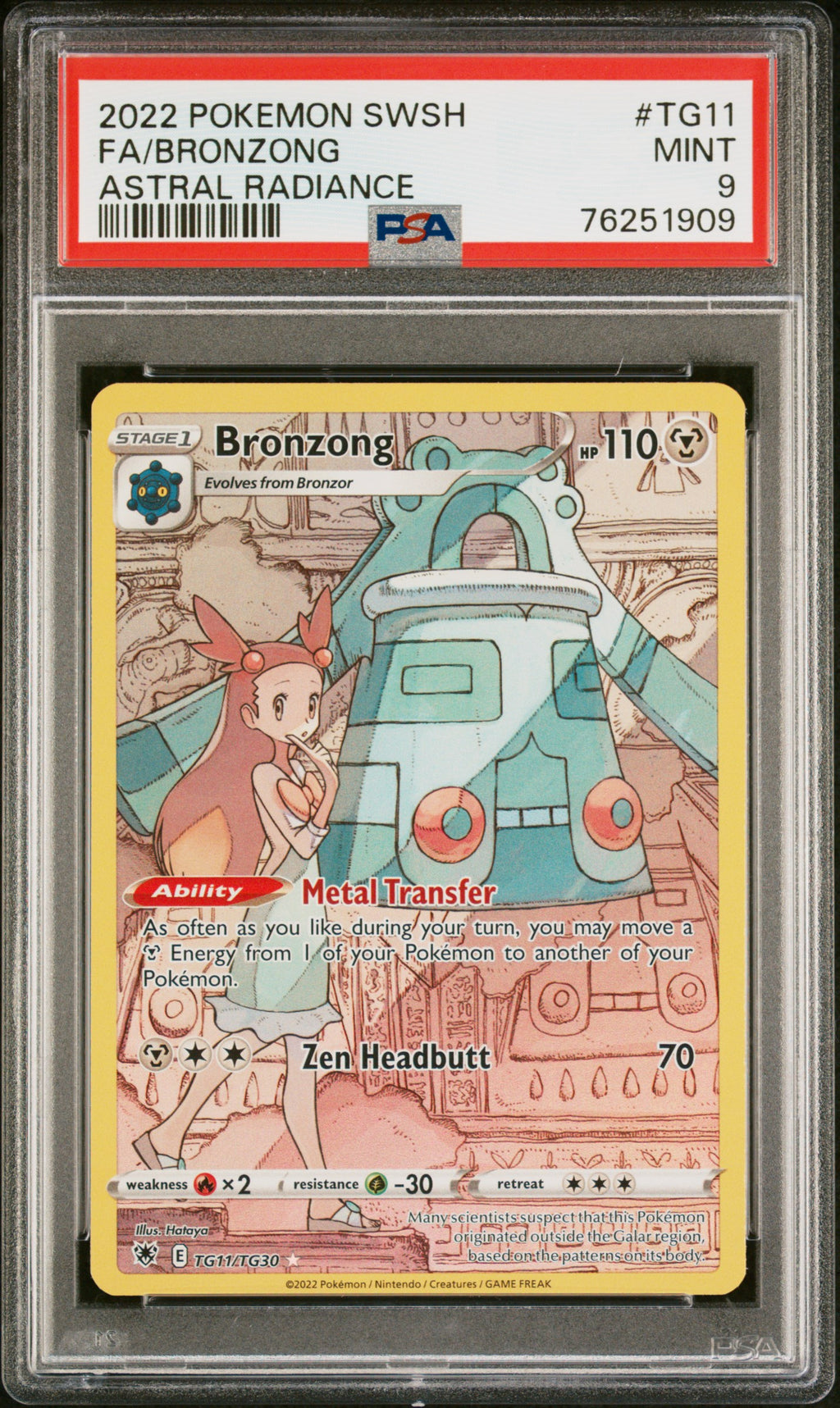 BRONZONG #TG11 PSA 9 POKEMON SWORD & SHIELD ASTRAL RADIANCE